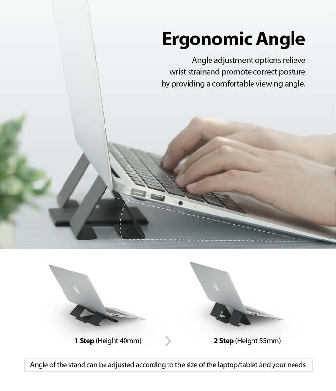 Ringke Folding Stand 2, Portable and Foldable, Lightweight Design, Adjustments Invisible Laptop Stand for MacBooks, Tablets, Laptops and Notebooks  Grey